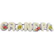 A long, horizontal tribute of funeral flowers spells out "GRANDPA" in solid, three-dimensional capital letters, displayed against a plain white background that highlights every bloom and ribbon edge. Each letter is thickly covered with compact white chrysanthemums, the small flowers crowding together to create a dense, cushioning texture that looks soft to the touch and radiates calm and purity. Around the base of every letter runs a slim border of pale lavender ribbon, its cool purple tint adding a gentle, elegant outline that makes each character stand out clearly while still reading as one continuous, heartfelt word. The letters are mounted on dark green bars beneath the blooms, hidden enough to keep the focus on the flowers yet strong enough to support the tribute as it is carried to a service in or around Herne Hill, perhaps to a church near Brockwell Park or along Milkwood Road. Carefully placed colour accents draw the eye and break the field of white. On both the "G" and "D", deep red anthuriums with their shiny, heart-shaped petals and golden spadices sit among clusters of lush green foliage, suggesting strong, enduring love. On the first and final "A", clusters of yellow-green orchids rest lightly over the chrysanthemums, their delicate forms and fresh lime tones adding refinement, tenderness, and a sense of treasured memories. The composition feels dignified yet warm, the kind of personalised funeral flower lettering a family in the Herne Hill area might select to honour a much-loved grandpa, expressing their farewell in a way that is both visually beautiful and emotionally sincere.
