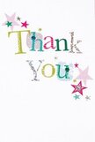 This thank you card evokes gentle joy, much like the warmth between neighbours in Herne Hill. Across a field of pristine white, the 'Thank You' appears in lively, multicoloured letters-glistening silver, golden yellow, fresh lime, and breezy blue-each one textured with small dots or finely stitched accents as if lovingly crafted by hand. Stars tumble around the words in pink, teal, and metallic silver, their surprises echoing the friendly bustle of Sunday market stalls. The uncluttered layout gives the card a feeling of open space and light, letting every cheerful star and sparkling letter shine in its own right and conjuring the lighthearted gratitude that's always in bloom here. Perfect for sharing a thank you with a friend after a stroll on Herne Hill's leafy avenues or for matching the vibrancy of a wildflower bouquet, this card has a sincerity and understated playfulness that lifts the spirit and celebrates the little moments of kindness that make the local community so special.
